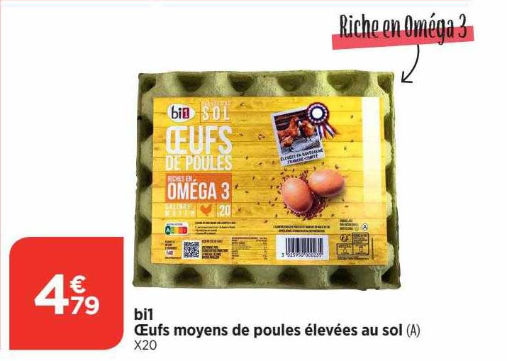 bi1 œufs moyens de poules élevées au sol