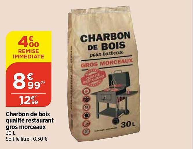 charbon de bois qaulité restaurant gros morceaux