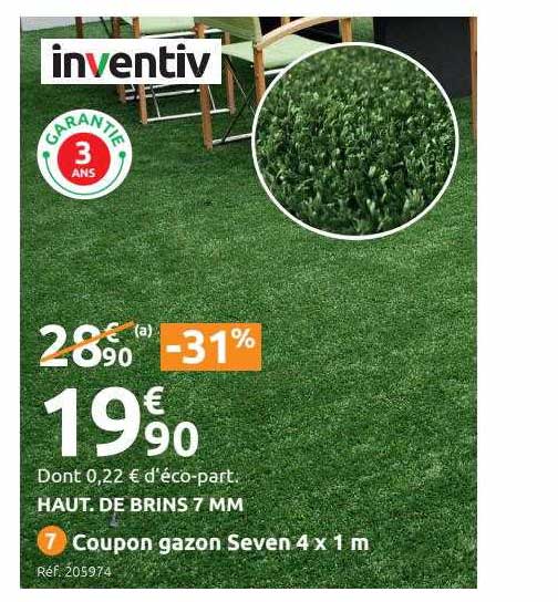 coupon gazon seven 4 x 1m inventiv