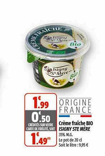 crème fraîche bio isigny ste mère