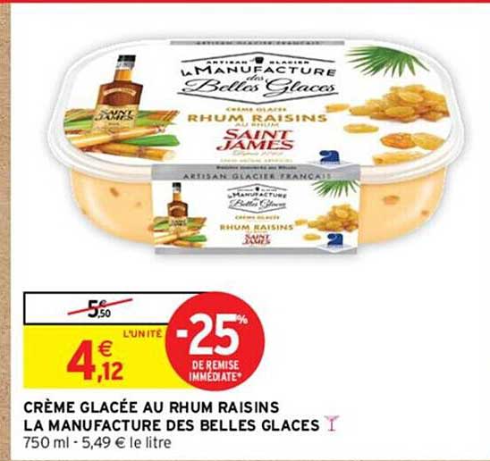crème glacée au rhum raisins la manufacture des belles glaces