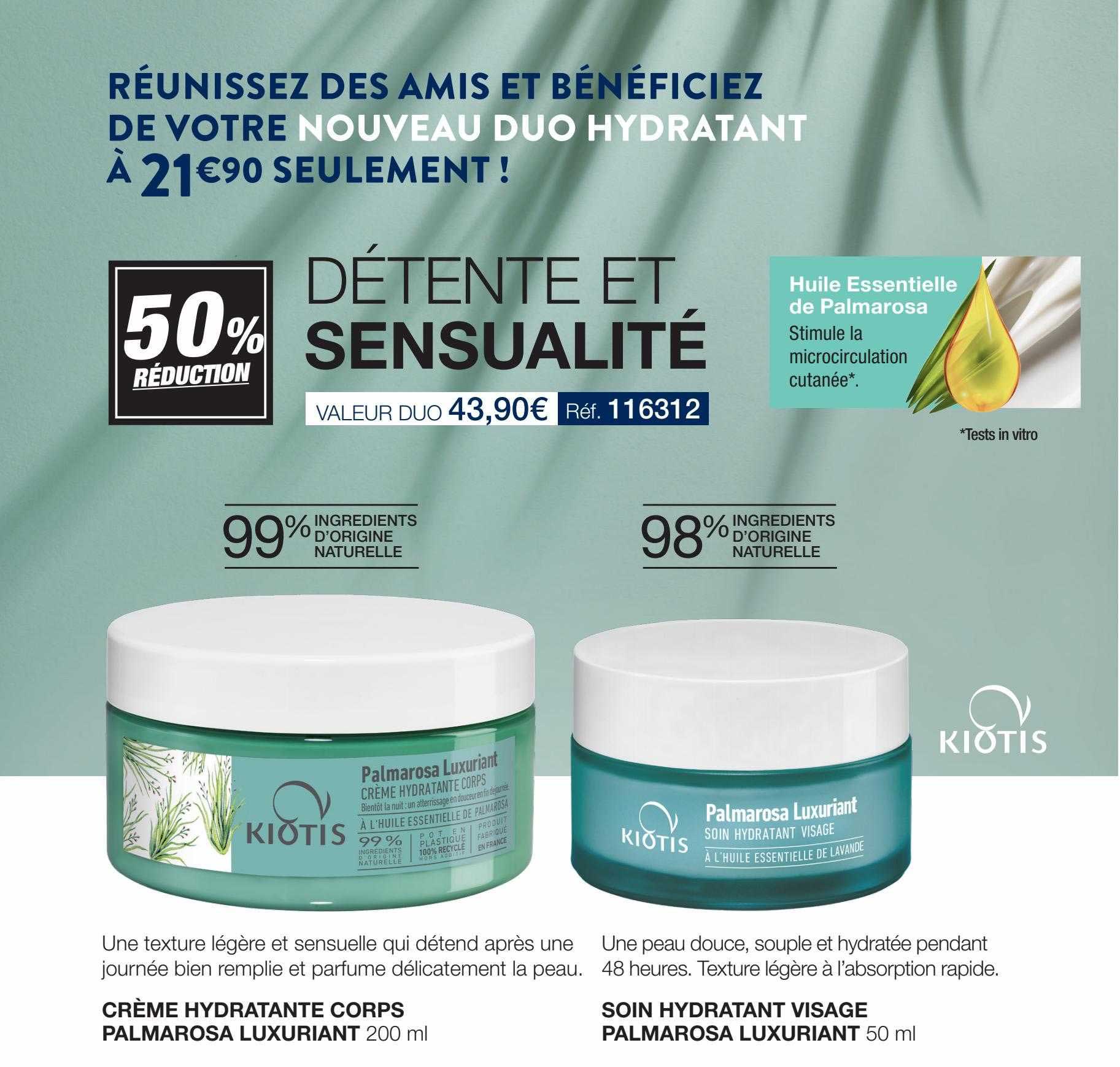 crème hydratante corps palmarosa luxuriant, soin hydratant visage palmarosa luxuriant