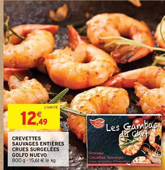 crevettes sauvages entières crues surgelées golfo nuevo
