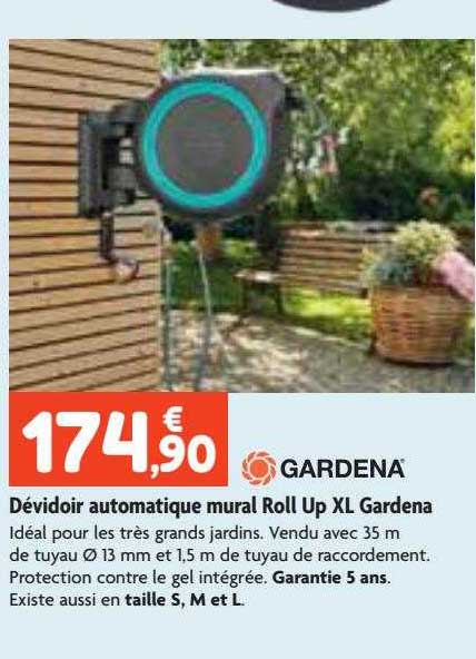 Dévidoir Automatique Mural Roll Up Xl Gardena