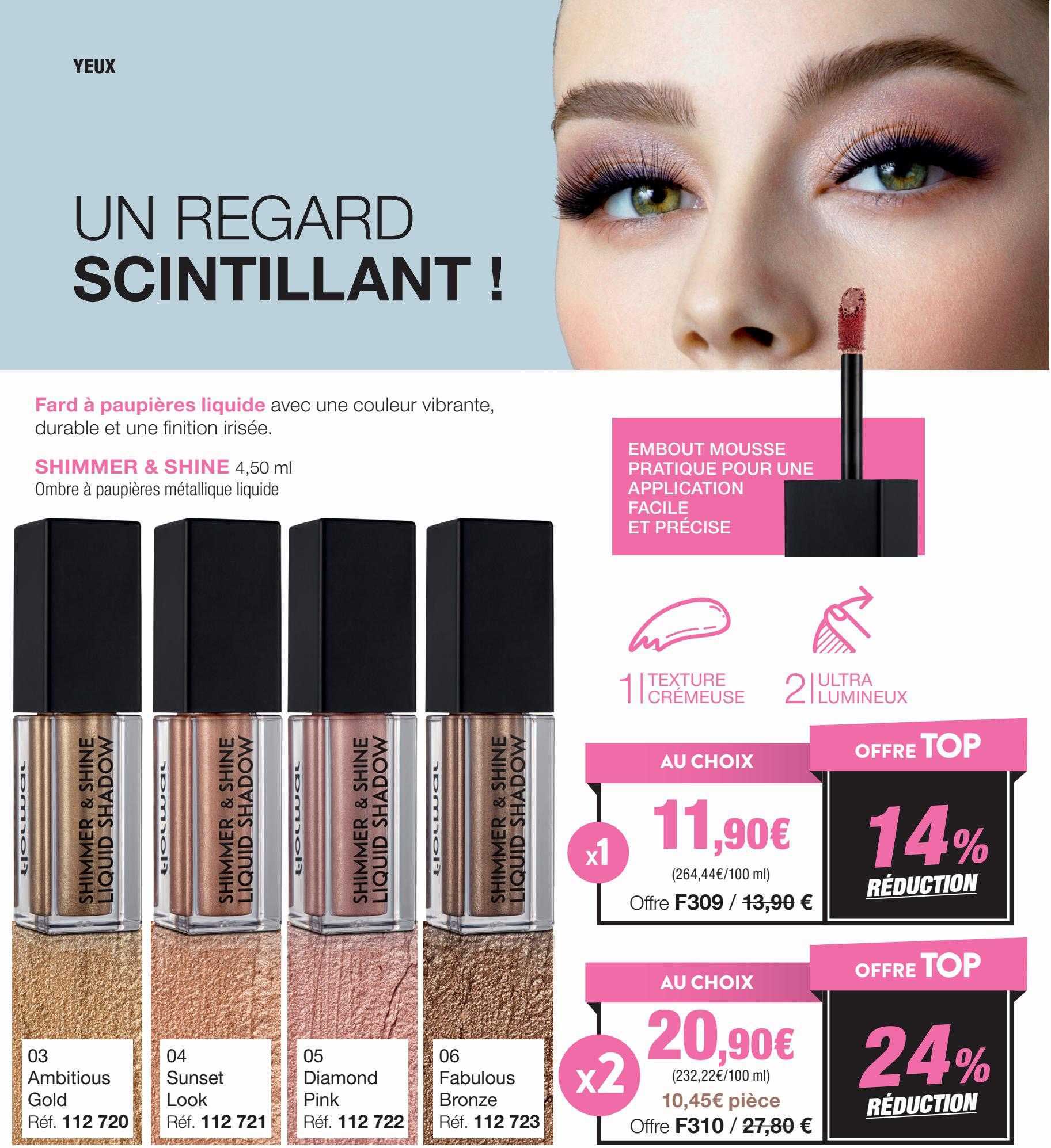 fard à paupières liquide, shimmer & shine