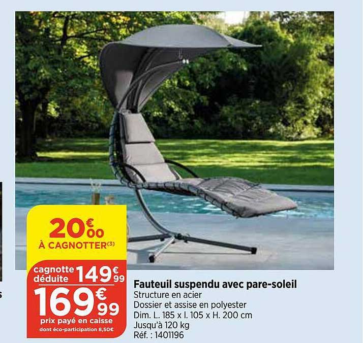 fauteuil suspendu avec pare-soleil