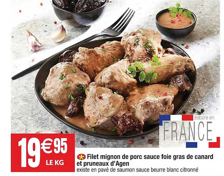 filet mignon de porc sauce foie gras de canard et pruneaux d'agen