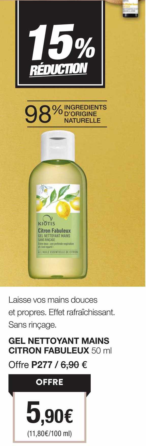 gel nettoyant mains citron fabuleux kiotis