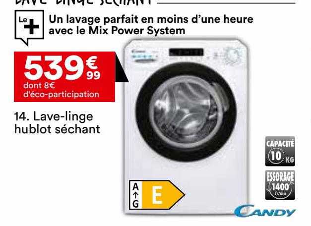 lave-linge hublot séchant candy