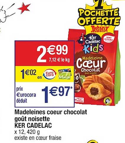 madeleines cœur chocolat goût noisette ker cadelac