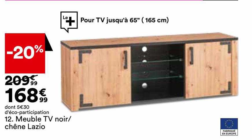 meuble tv noir-chêne lazio
