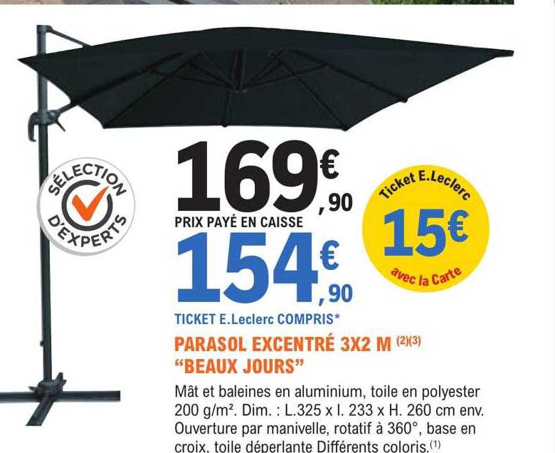 parasol excentré 3x2 m "beaux jours"