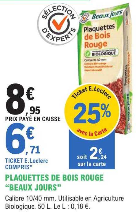 plaquettes de bois rouge "beaux jours"