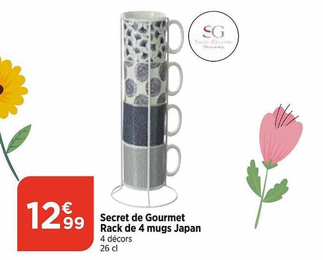 secret de gourmet rack de 4 mugs japan