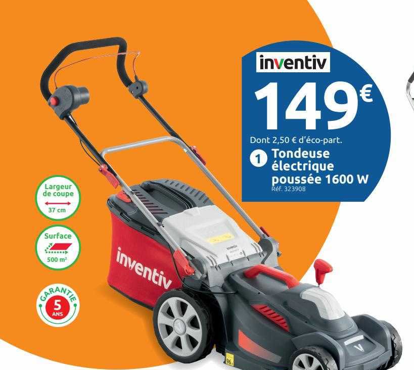 tondeuse électrique poussée 1600 w inventiv