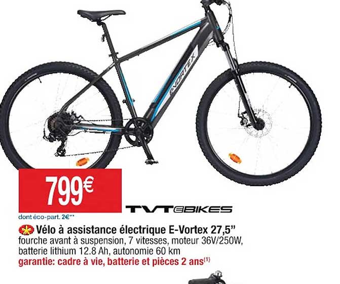 vélo à assistance électrique e-vortex 27,5" tvt ebikes