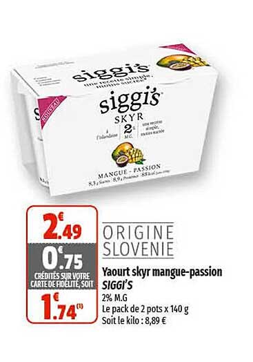 yaourt skyr mangue-passion siggi's