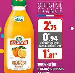 100% pur jus d'oranges pressés andros