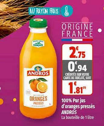 100% pur jus d'oranges pressés andros