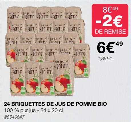 24 Briquettes De Jus De Pomme Bio
