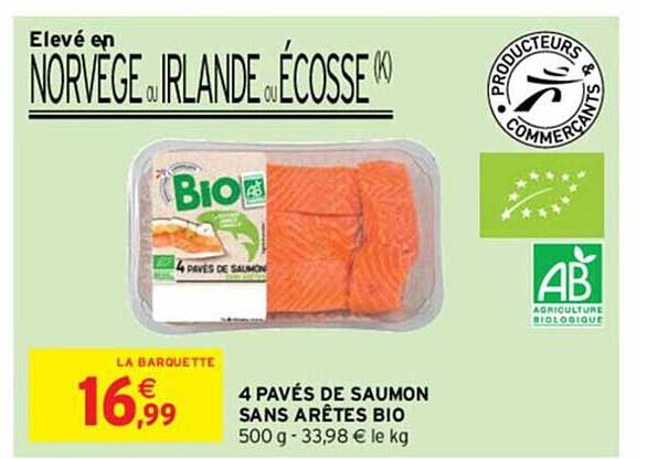 4 pavés de saumon sans arêtes bio
