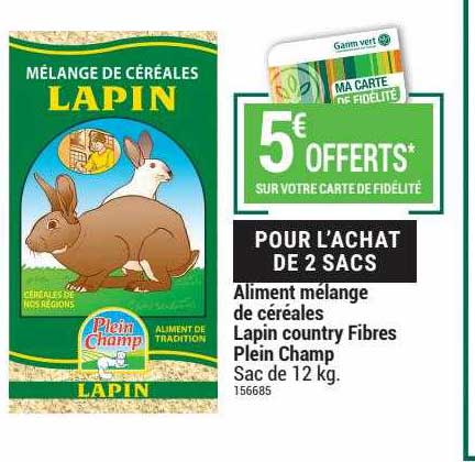 aliments mélange de céréales lapin country fibres plein champ