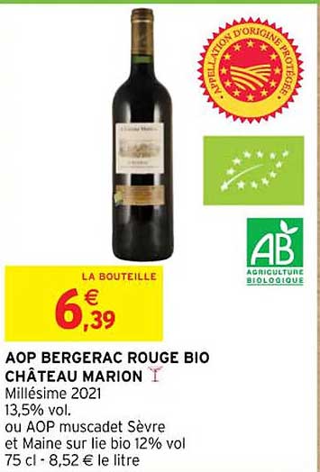 aop bergerac rouge bio château marion