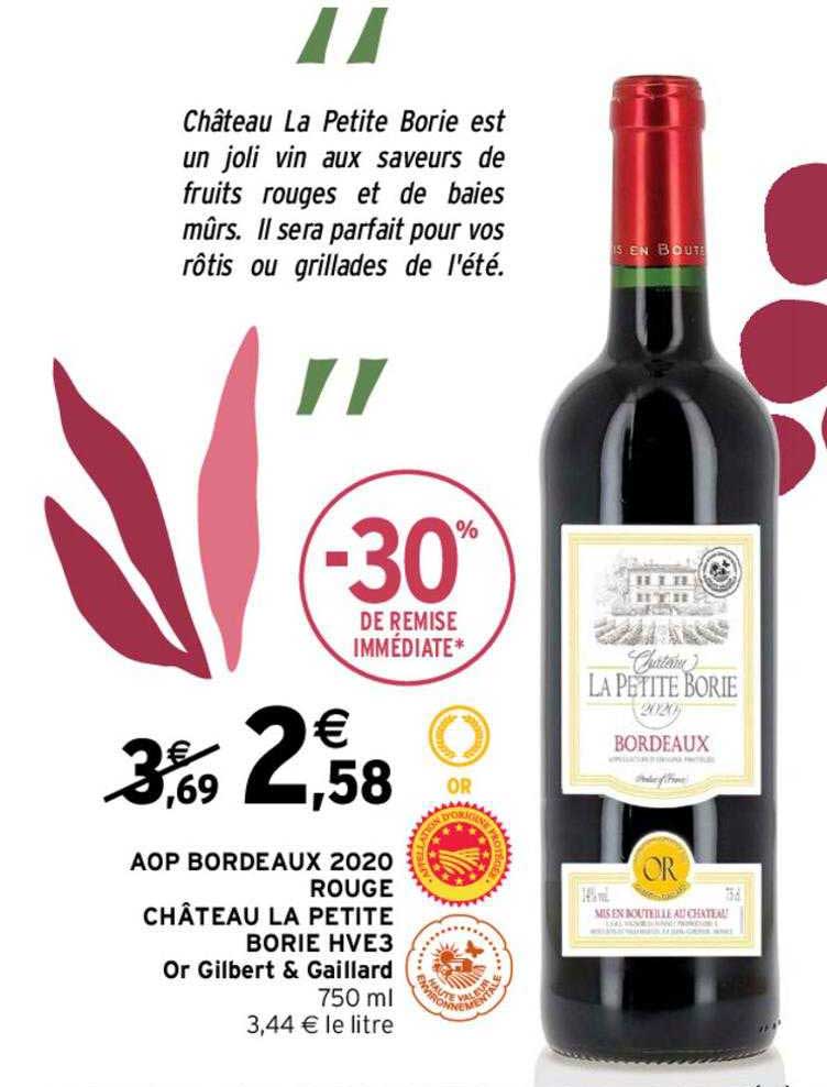 aop bordeaux 2020 rouge château la petite borie hve3 or gilbert & gaillard