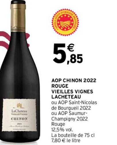 aop chinon 2022 rouge vieilles vignes lacheteau