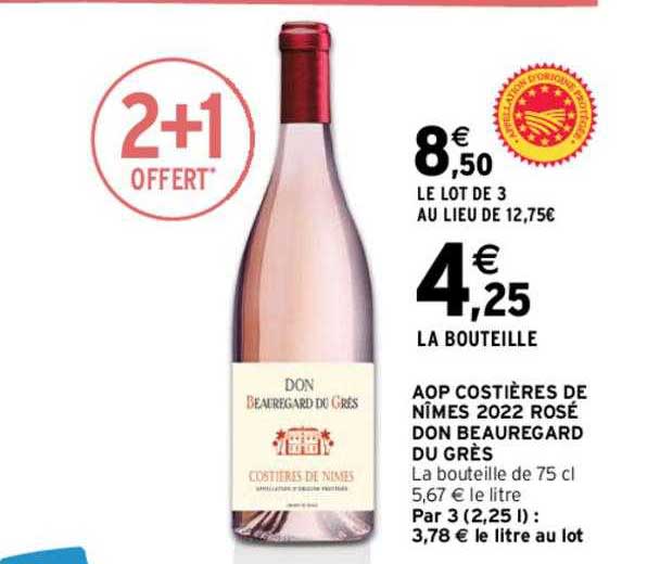 Aop Costières De Nîmes 2022 Rosé Don Beauregard Du Grès