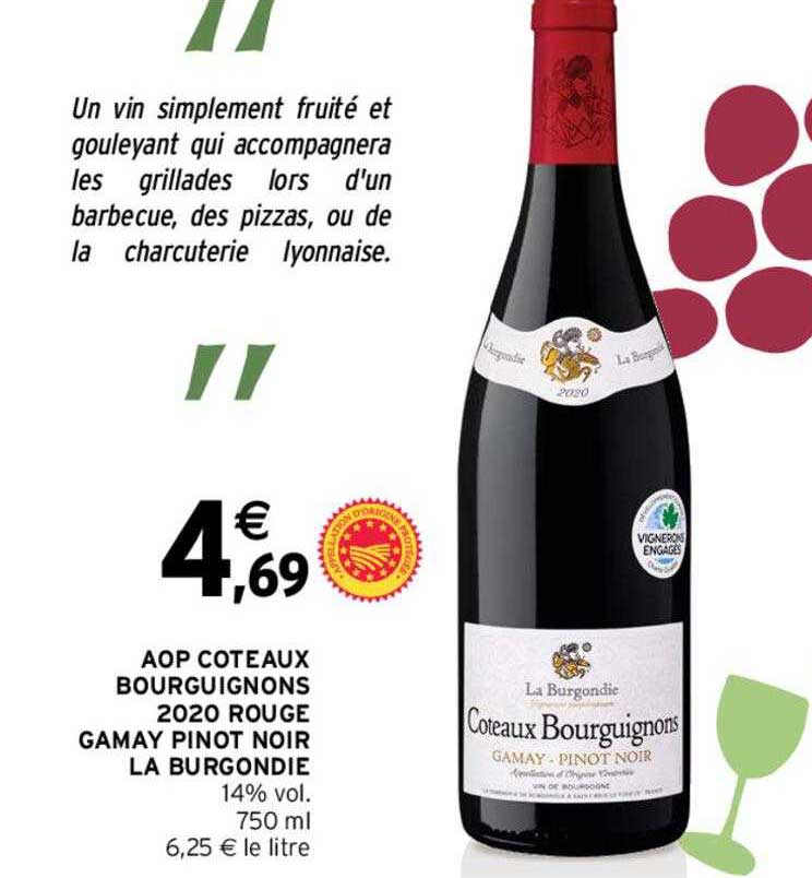 aop coteaux bourguignons 2020 rouge gamay pinot noir la burgondie
