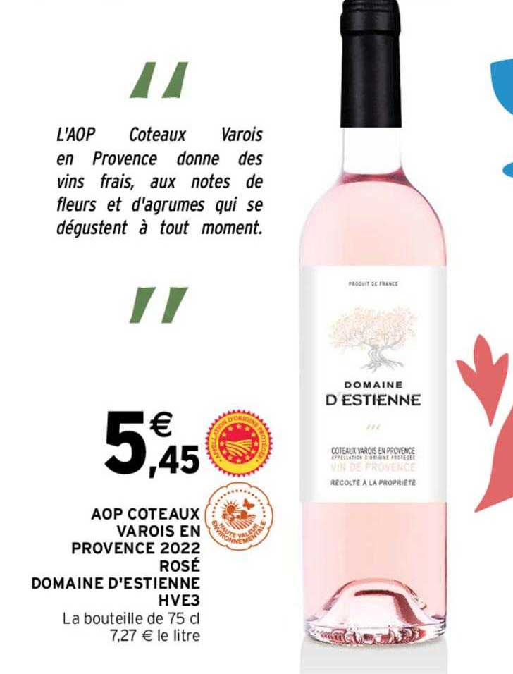 Aop Coteaux Varois En Provence 2022 Rosé Domaine D'estienne Hve3