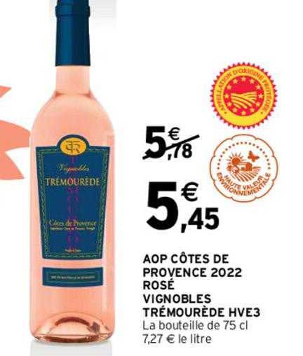 aop côtes de provence 2022 rosé vignobles trémourède hve3