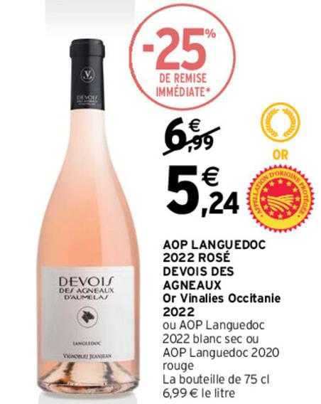 aop languedoc 2022 rosé devois des agneaux or vinalies occitanie 2022