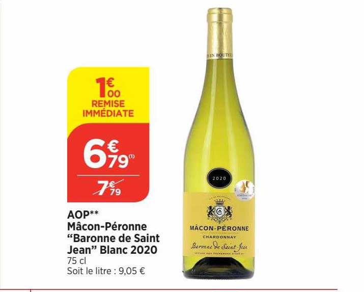 aop mâcon-péronne "baronne de saint jean" blanc 2020