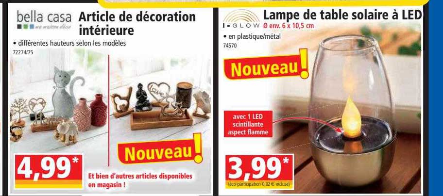 article de décoration intérieure bella casa, lampe de table solaire à led i-glow