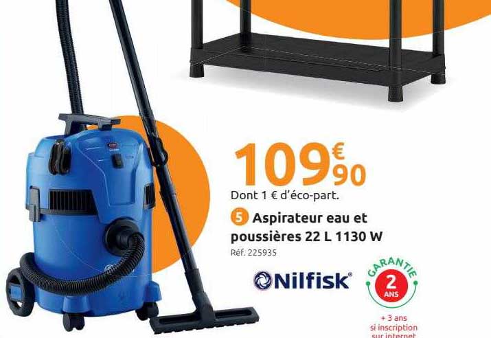 aspirateur eau et poussières 22l 1130 w nilfisk