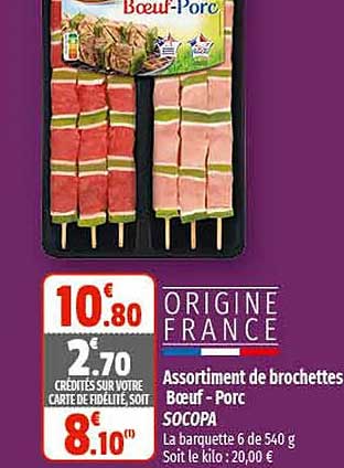 Assortiment De Brochettes Bœuf - Porc Socopa