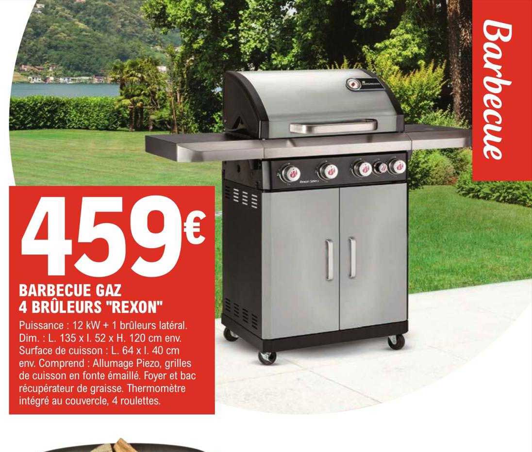 barbecue gaz 4 brûleurs "rexon"