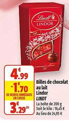 Billes De Chocolat Au Lait Lindor Lindt
