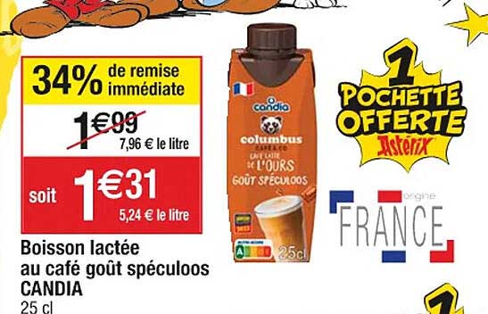 boisson lactée au café goût spéculoos candia