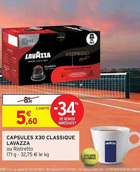 capsules x30 classique lavazza