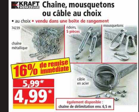 chaîne, mousquetons ou câble au choix kraft werkzeuge