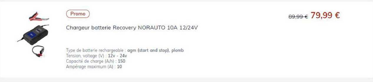 chargeur batterie recovery norauto 10A 12-24v