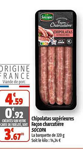chipolatas supérieures façon charcutière socopa