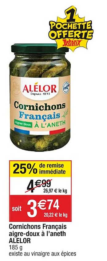 cornichons français aigre-doux à l'aneth alelor