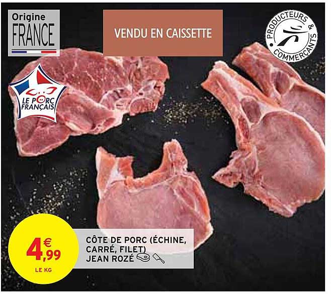 côte de porc (échine, carré, filet) jean rozé