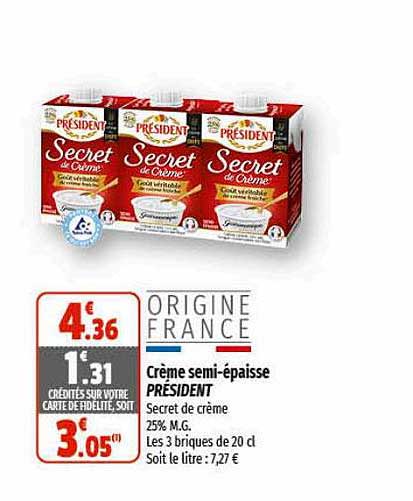 crème semi-épaisse président