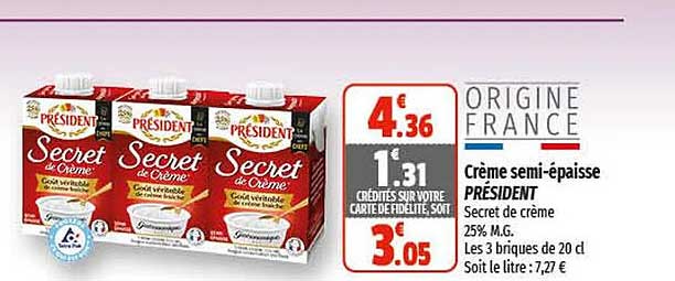 crème semi-épaisse président