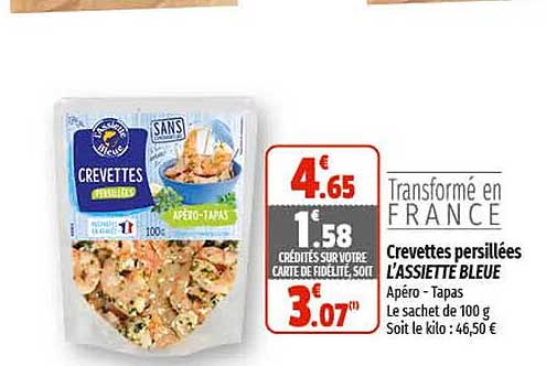 crevettes persillées l'assiette bleue